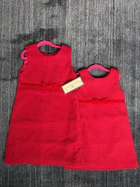 Girls' Christmas Red Textured Bow-Trim Formal Dresses sizes 6 and 8